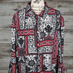 DB Established 1962* Women's Long Sleeve Button Down Curved Hem Blouse‎ Size~ 2X